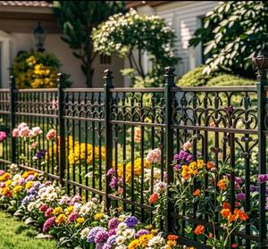 Pannello di Recinzione a Griglia in Acciaio e Ferro Battuto, Recinzione Ornamentale per Piscina in Alluminio con Picchetti, Inclinazione Regolabile per Giardino - Product Image 2