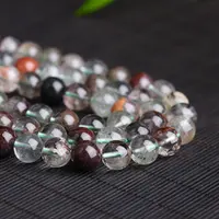 Beads Crystal Wholesale Smooth Loose Round 4/6/8/10/12mm Beads Chlorite Quartz Green Phantom Crystal