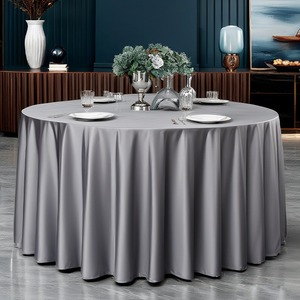 Luxury Satin Champagne Gray Round <strong>Table</strong> <strong>Cloth</strong> Decoration Solid Color Multiple Size for Weddings Parties Banquet Conference - Product Image 4