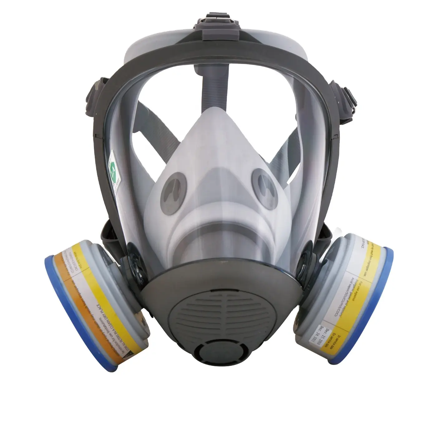 Aperfeiçoe a máscara de gás facial completa do cone do silicone do projeto de duas camadas para a medicina científica química dos bombeiros com vasilha dobro
