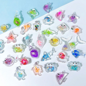 จี้เรซิ่นเรืองแสงสีแดงสดแบบผสม ซีรีส์มหาสมุทร สำหรับทำเครื่องประดับ DIY ตกแต่งกระเป๋าโทรศัพท์ จี้อะคริลิค - Product Image 4