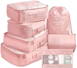 Gelory biểu tượng tùy chỉnh chất lượng cao đóng gói Cubes du lịch xách tay hành lý Organizer Bag 7 cái Set với túi vệ sinh cá nhân