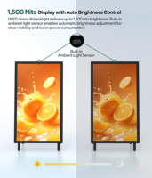 Señalización Digital con Marco en A, Resistente al Agua IP65, 1500nits de Alto Brillo, con Ruedas, Pantalla LCD Móvil para Restaurantes y Aceras
