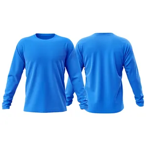 Custom Sublimatie Print Mannen Fitness Ademend Droog Fit Sneldrogend T-Shirt 100% Polyester T-Shirt Heren Lange Mouw T-Shirt