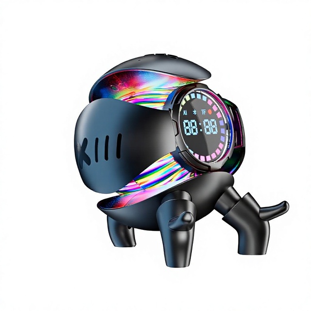 DeepSeek Doubao Mecha Little Monster Bluetooth Speaker Card-slot Clock Alarm Rechargeable Bass-enhanced Soundbox with Lighting