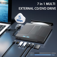 Nieuwe externe DVD-brander 7-in-1 USB 3.0 & Type-C draagbare CD/DVD-drive 24x CD 8x DVD-brander voor laptop desktop pc Mac