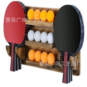 Wooden Ping Pong Rack 3 Tier <b>Wall</b> Mounted Racket Organizer <b>Storage</b> Shelf For Living Room - Product Image 5