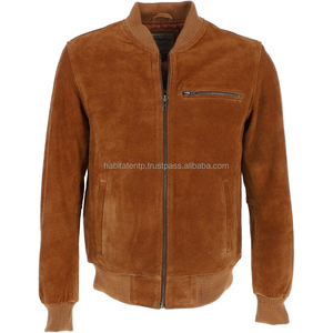 Blouson bomber en daim pour homme, couleur unie, fermeture éclair, col montant, style décontracté, coupe classique, pour l'automne - Product Image 2