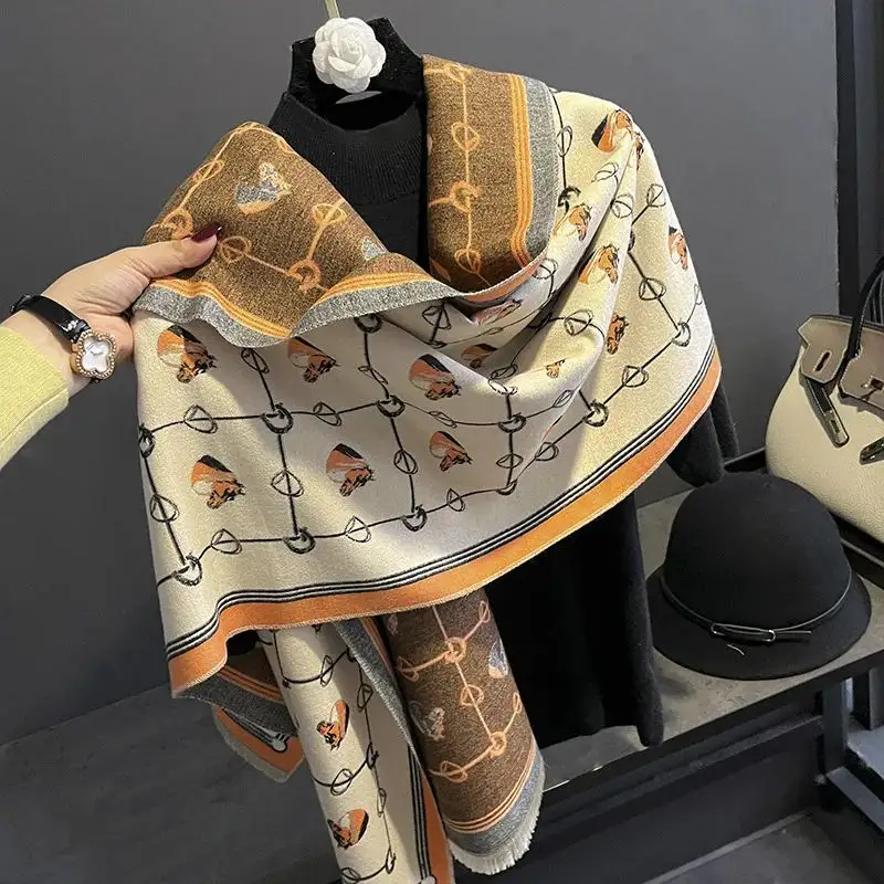 2022 bufanda de moda Animal caballo Pashmina chales señora Wraps Cachemira Bufanda femenina bufandas invierno cálido manta gruesa estolas