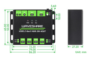 Trung tâm USB cấp công nghiệp Waveshare, mở rộng cổng 3.2 USB 4x USB3.0, máy chủ kép có thể chuyển đổi, bảo vệ đa - Product Image 6