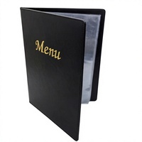 Porte-menu en PU noir gaufré personnalisé avec logo doré, classeur de liste de vins, porte-factures de restaurant, format A4 A5, utilisation hôtelière