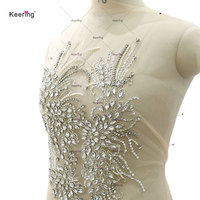 WDP-590 fait à la main nu strass perlé patchs pour vêtements coudre sur Sequin Applique avec strass robe patchs