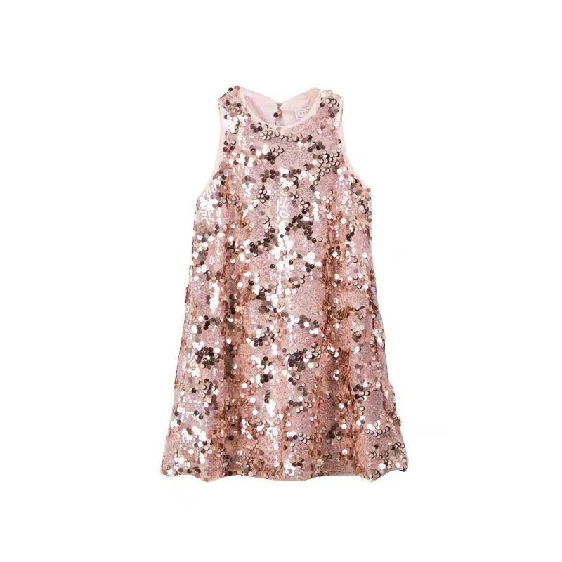 slim fit dress slacks Girls' Rose Gold Velvet Sequin Dress Size: 2T Toddler by Mila & Rose main image 1