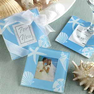 Özelleştirilmiş baskı gravür kristal cam düğün fotoğraf eklemek için Coaster konuk paket hediyelik eşya