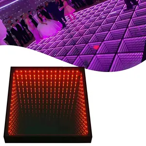 거울 무한대 3D LED 댄스 플로어 50cm x 50cm LED 휴대용 패널 댄스 플로어