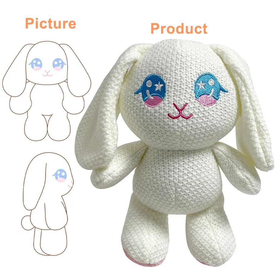 JOPARK Crochet Rabbit Toy Baby Stuffed Jungle Animal Toy Plush Bunny Doll Children Kawaii Super Soft Plushies For Kids Accompany