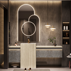 Mueble de Baño Moderno y Estación de Maquillaje con <span class=keywords><strong>Espejo</strong></span> LED Inteligente <span class=keywords><strong>Antivaho</strong></span>, con Área de Maquillaje Integrada y Espacio de Almacenamiento - Product Image 5