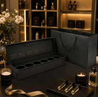 Ensemble de sacs en papier noir mat de luxe, portables, écologiques, avec lamination mate, logo personnalisé, SEDEX, rigides, pour bougies et parfums