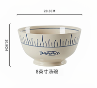 Vaisselle en porcelaine traditionnelle de style japonais, bols et soucoupes en céramique peints sous glaçure pour la maison - Écologiques et compatibles lave-vaisselle