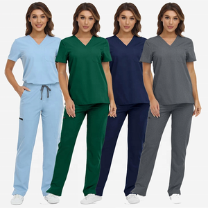 Conjunto de Ropa Quirúrgica para Mujer, Conjunto de Uniforme de Enfermería Unisex, Ropa de Trabajo Quirúrgica de Color Sólido - Product Image 1
