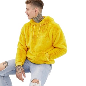 KY inverno spesso giallo caldo oversize <span class=keywords><strong>cappuccio</strong></span> con coulisse a maniche lunghe taschino oversize con <span class=keywords><strong>cappuccio</strong></span> in pelliccia sintetica - Product Image 1