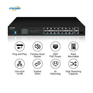 Poe Switch <strong>16</strong> <strong>Ports</strong> 10/100Mbps 2 Gigabit 1*1000M SFP <strong>Port</strong> Uplink Unmanaged PoE Switch - Product Image 3