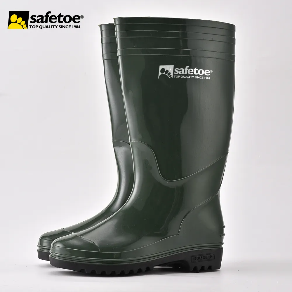 Botas de lluvia de seguridad de PVC Safetoe S5 botas de goma resistentes Botas de lluvia neopreno Wellington Gumboots para hombres y mujeres