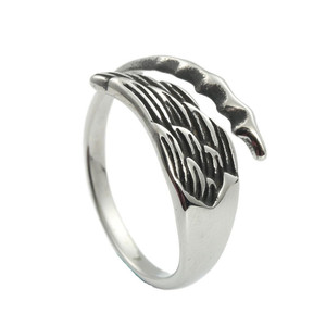 Stainless Steel Wings <b>Ring</b> Silver Men's Retro Punk Style Jewelry Gift 24083 - Product Image 5