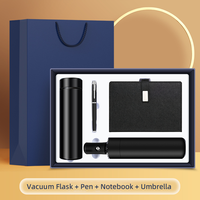 Globales 4-in-1-Geschenkset: Thermosflasche, Notizbuch, Stift, Regenschirm, Top- und Bottom-Box, individuelles Logo, Riemenverschluss, silberne Schnalle, Waren