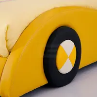 Car Kids Bed Modern Fashion Yellow Car Styling Leather Upholstered Children's Kids Bed