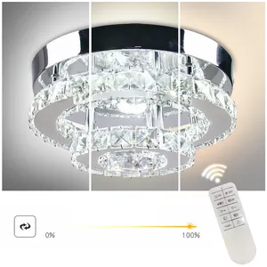 Candelabro de cristal LED de dos capas contemporáneo, luz de techo redonda moderna para pasillo, vestíbulo, cocina, escalera, armario
