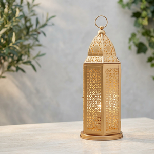 Wholesale Gold Metal <b>Moroccan</b> Candle Lantern with Custom Cutwork for Ramadan Home Tabletop <b>Decoration</b> - Product Image 3