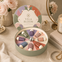 Boîte cadeau ronde rigide personnalisée de luxe avec insert pour vernis à ongles et ensembles cosmétiques, emballage en papier