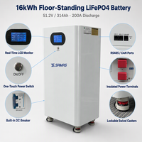 Batterie LiFePO4 sur pied 16 kWh 51,2 V 314 Ah pour stockage solaire domestique, 8000 cycles, certifiée CE, vente en gros
