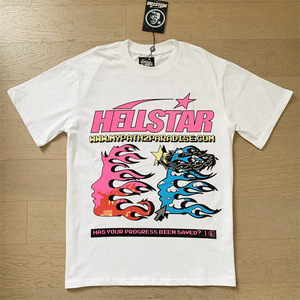 T-shirt Unisex American Trend Hell Star <span class=keywords><strong>Stile</strong></span> Ins con Stampa Lettering Retrò, Vestibilità Ampia e Traspirante, Lavata, a Maniche Corte, Casual e di Tendenza - Product Image 1