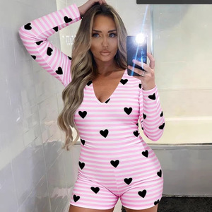 Pijama Enterizo de Manga Larga para Mujer, Cuello en V, Sexy, Casual, para Otoño e Invierno - Product Image 4