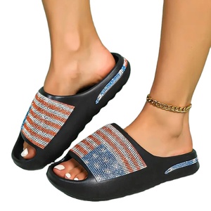 Nouveau modèle brésilien femmes sandales bling bling USA drapeau <span class=keywords><strong>PARIS</strong></span> GAME école filles diapositives pantoufle extérieur bas prix grande taille 45 - Product Image 1