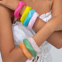 Bracelets tendance pour femmes, géométriques, en résine acrylique transparente, colorés, irréguliers, épais, style vintage, YUMMY