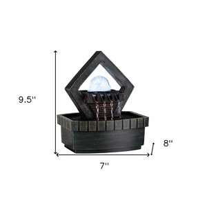 HMS 10 \ "fontana da tavolo in Polyresin marrone con luce a LED con Geo e ciottoli eleganti decorazioni da giardino - Product Image 6