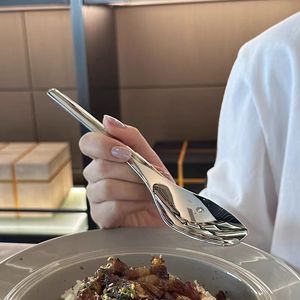 ช้อนสี่เหลี่ยมสแตนเลส 304,ช้อนด้ามยาวไวรัล, ช้อนรับประทานอาหารตะวันตกในร้านอาหาร, อุปกรณ์ใช้ในบ้าน - Product Image 3