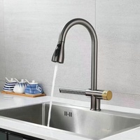 304 robinets de cascade en acier inoxydable pistolet gris 4 modes mélangeurs de pluie retirer le robinet d'évier de cuisine de pulvérisation