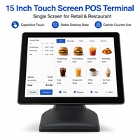 Terminal POS Layar Sentuh Desktop 15 Inci dengan Layar Tunggal untuk Kasir Restoran dan Ritel