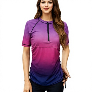เสื้อยืดกันแดดแขนยาวไล่เฉดสีสำหรับผู้หญิง พิมพ์ลายแบบ Sublimation ระบายอากาศได้ดี แห้งเร็ว ผลิตจากโพลีเอสเตอร์ 180 กรัม เหมาะสำหรับการฝึกซ้อมกีฬา - Product Image 1