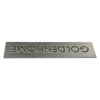 Étiquette en métal en acier inoxydable gravée sur mesure et sablée, autocollant logo finition miroir pour entreprise de rénovation