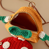 Sac bandoulière en polyester fait main, motif champignon à grosse tête et peau de radis, sac à dos poupée aux grands yeux 22x7x20cm CN