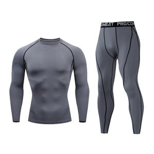 Conjunto Deportivo de Compresión para Hombre, <span class=keywords><strong>2</strong></span> Piezas, Ropa Deportiva para Gimnasio, Marca Privada, Mangas Largas, Mallas de Compresión para Fitness - Product Image 6