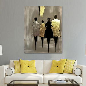 Nordische Abstrakte Kunst Goldene Figuren Dekoratives Gemälde Wohnzimmer Hintergrundwand Eingangsbereich Ölgemälde Wandbehang - Product Image 2