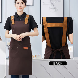 ผ้ากันเปื้อนบาร์บีคิวสไตล์เกาหลีผ้ากันเปื้อนสำหรับเก็บผลไม้แขนกุดผ้ากันเปื้อนสีดำสำหรับบาร์กาแฟออกแบบโลโก้ได้ตามต้องการ - Product Image 3