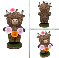 Résine Artisanat Mignon Highland Vache Statue Ensembles 3PCS Highland Vache Figurine pour Home Office Bureau Ornements