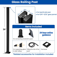 Kit de garde-corps en verre trempé en aluminium moderne, facile à installer, avec accessoires gratuits, système de garde-corps en verre sans cadre avec éclairage LED